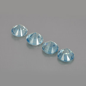 Gemas de circón azul natural de  ct, corte redondo, VVS-VS