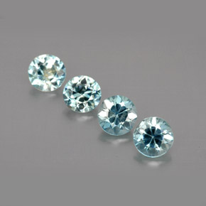 Gemas de circón azul natural de  ct, corte redondo, VS