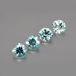 Gemas de circón azul natural de  ct, corte redondo, VS