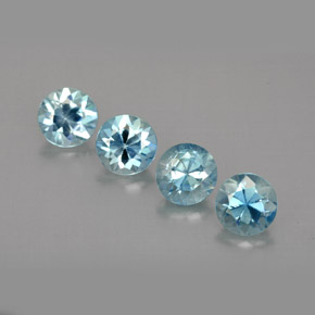 Gemas de circón azul natural de  ct, corte redondo, VVS