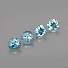 Gemas de circón azul natural de  ct, corte redondo, VVS