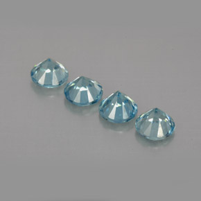 Gemas de circón azul natural de  ct, corte redondo, VVS