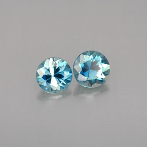 Gemas de circón azul natural de  ct, corte redondo, VVS-VS