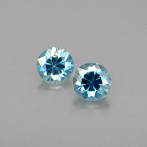 Gemas de circón azul natural de  ct, corte redondo, VVS-VS