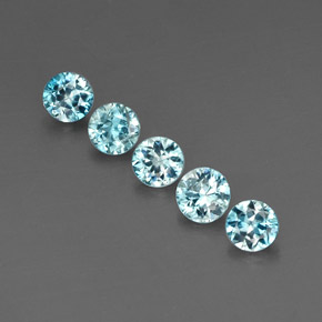 Gemas de circón azul natural de  ct, corte redondo, VVS-VS