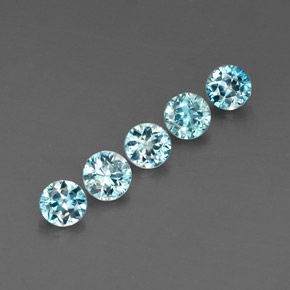 Gemas de circón azul natural de  ct, corte redondo, VVS-VS