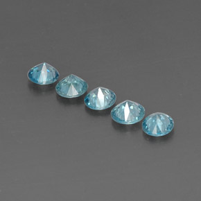Gemas de circón azul natural de  ct, corte redondo, VVS-VS