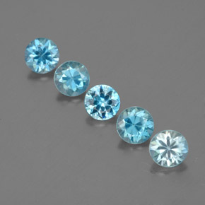 Gemas de circón azul natural de  ct, corte redondo, VVS-VS
