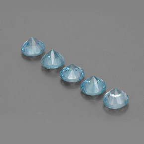 Gemas de circón azul natural de  ct, corte redondo, VVS-VS