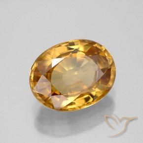 Circón Dorado medio natural de 7.75 ct, Ovalada, VVS