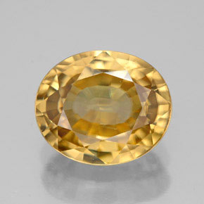 Circón amarillo natural de 8,26 ct, corte óvalo, IF