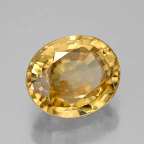 Circón amarillo natural de 8,26 ct, corte óvalo, IF