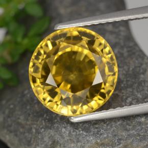 Circón amarillo natural de 6,97 ct, corte redondo, VVS