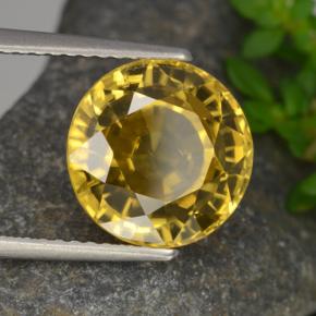 Circón amarillo natural de 6,97 ct, corte redondo, VVS