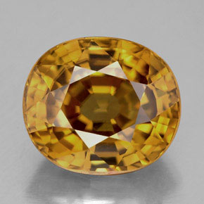 Circón amarillo natural de 10,17 ct, corte óvalo, IF