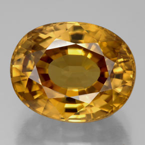 Circón amarillo natural de 22,80 ct, corte óvalo, VVS