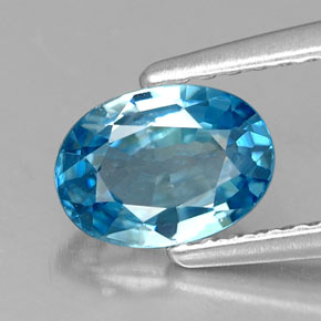 Circón azul natural de 1,36 ct, corte óvalo, VS