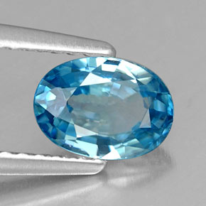 Circón azul natural de 1,36 ct, corte óvalo, VS