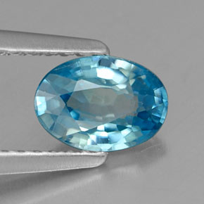 Circón azul natural de 1,13 ct, corte óvalo, VS