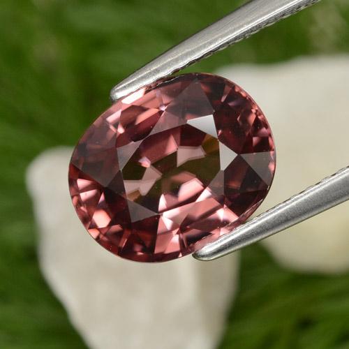 Circón rojo natural de 4,42 ct, corte óvalo, VVS