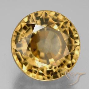 Circón Dorado claro medio natural de 21.78 ct, Redondo, IF