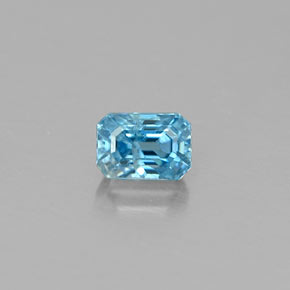 Circón azul natural de 0,36 ct, corte esmeralda, VS