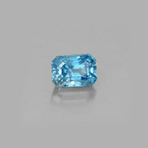 Circón azul natural de 0,36 ct, corte esmeralda, VS