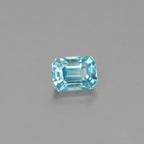 Circón azul natural de 0,41 ct, corte esmeralda, VS