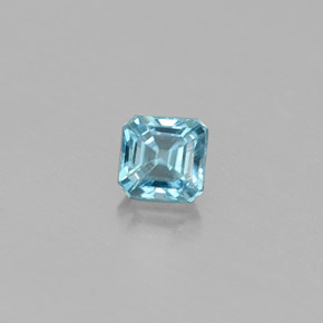 Circón azul natural de 0,36 ct, corte esmeralda, VS