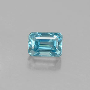 Circón azul natural de 0,67 ct, corte esmeralda, VS