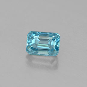 Circón azul natural de 0,67 ct, corte esmeralda, VS