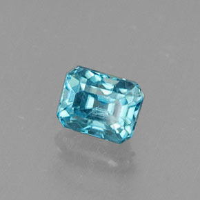 Circón azul natural de 0,40 ct, corte esmeralda, VS