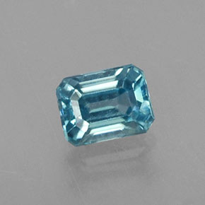 Circón azul natural de 0,41 ct, corte esmeralda, VVS-VS