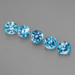 Gemas de circón azul natural de  ct, corte redondo, VS