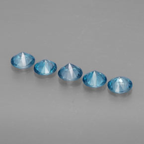 Gemas de circón azul natural de  ct, corte redondo, VS
