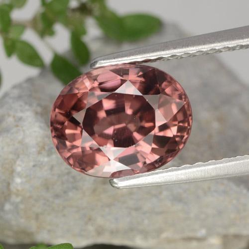 Circón rosa natural de 3,46 ct, corte óvalo, VVS