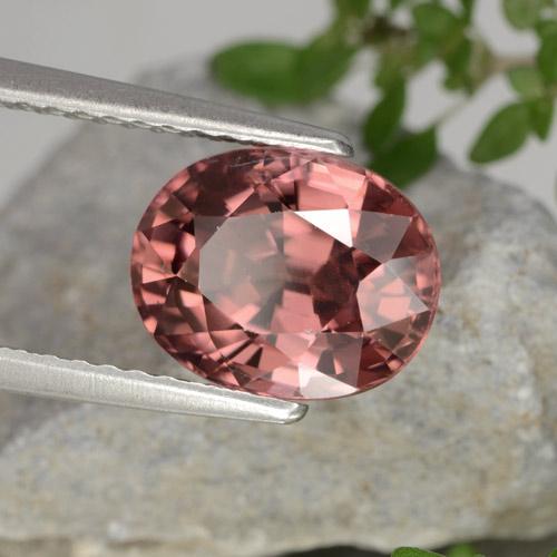 Circón rosa natural de 3,46 ct, corte óvalo, VVS