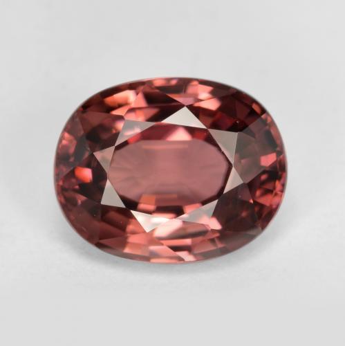 Circón rojo natural de 3,14 ct, corte óvalo, VVS
