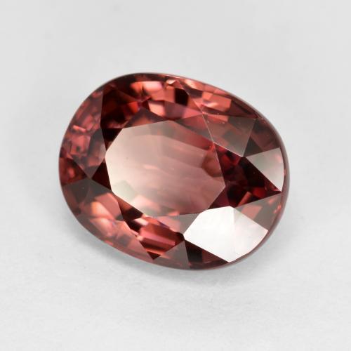 Circón rojo natural de 3,14 ct, corte óvalo, VVS