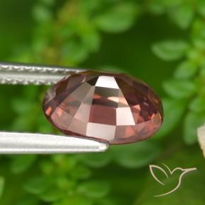 Circón Rojo oscuro natural de 2.89 ct, Ovalada, VVS