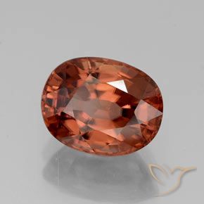 Circón Rojo medio natural de 3.38 ct, Ovalada, VVS