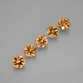 Gemas de circón amarillo natural de  ct, corte redondo, VVS-VS