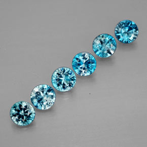 Gemas de circón azul natural de  ct, corte redondo, VVS-VS