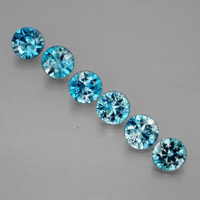 Gemas de circón azul natural de  ct, corte redondo, VVS-VS