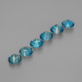 Gemas de circón azul natural de  ct, corte redondo, VVS-VS
