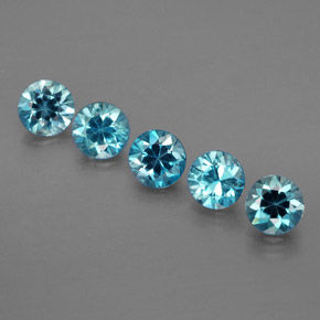 Gemas de circón azul natural de  ct, corte redondo, VVS-VS