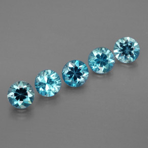 Gemas de circón azul natural de  ct, corte redondo, VVS-VS
