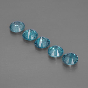 Gemas de circón azul natural de  ct, corte redondo, VVS-VS