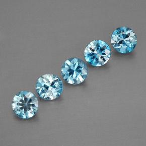 Gemas de circón azul natural de  ct, corte redondo, VVS-VS