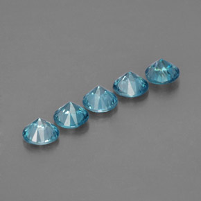 Gemas de circón azul natural de  ct, corte redondo, VVS-VS